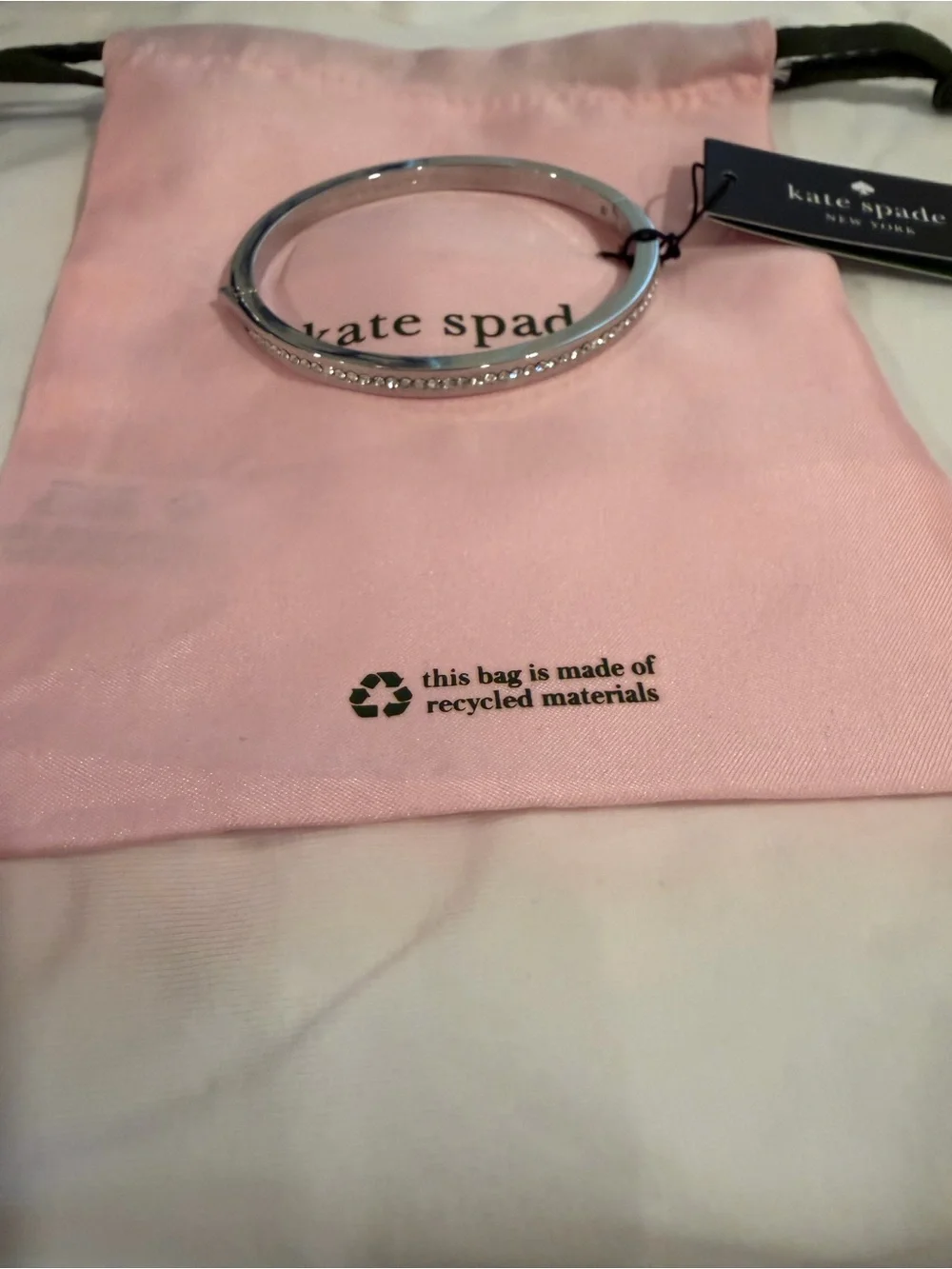 kate spade Silver-Tone Crystal Round Hinged Bangle - Picture 5 of 8
